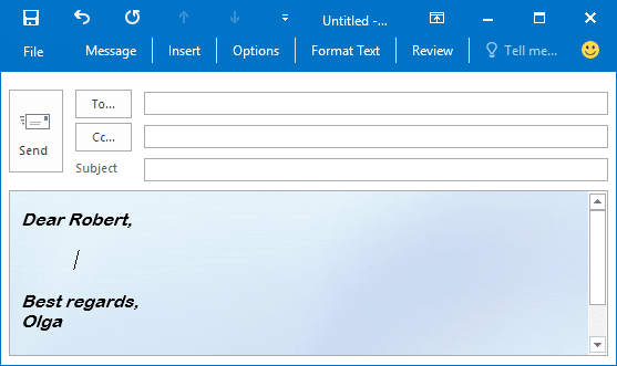 New message in Outlook 2016 New Message in Outlook 2016
