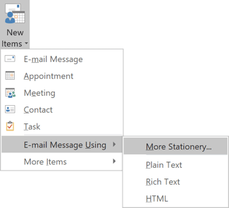 More Stationery in Outlook 2016
