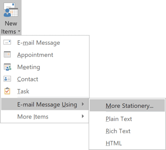 More Stationery in Outlook 2016 More Stationery in Outlook 2016