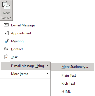 More Stationery in Classic ribbon Outlook 365