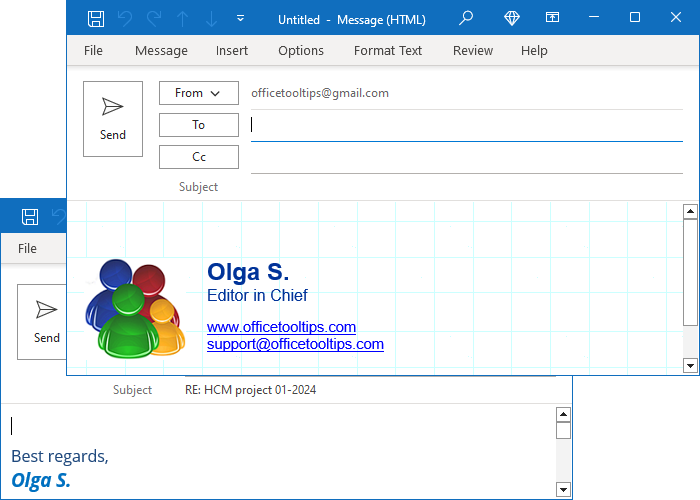 Example of Signature in Outlook 365