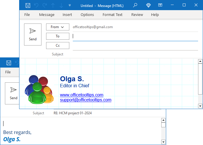 Example of Signature in Outlook for Microsoft 365 Example of Signature in Outlook 365