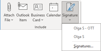 Insert signature 2 in Classic ribbon Outlook 365