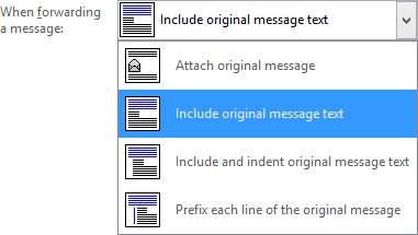 Forward Options in Outlook 365