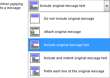 Reply Options in Outlook 2010
