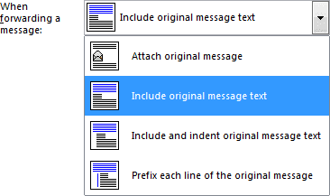 Forward Options in Outlook 2010