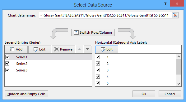Select Data Source in Excel 2013