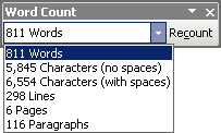 Word Count in Word 2003