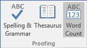 Word Count in Word 2016