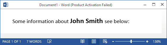 Text example in Word 2013