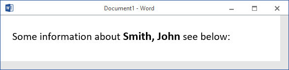 Text example in Word 2016 Text example in Word 2016