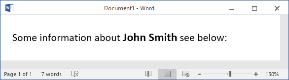 Text example in Word 2016 Text example in Word 2016