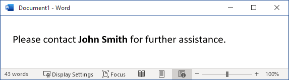 Text example in Word 365