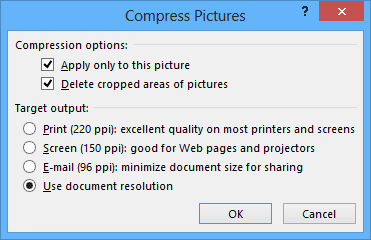 Compress picture in Word 2013
