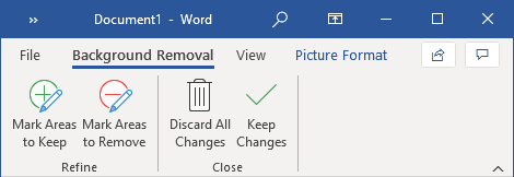 Background Removal tab in Word 365