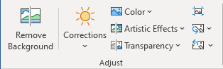 Adjust group in Word 365