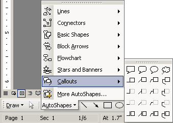 Callouts in Word 2003