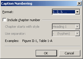 Caption Numbering in Word 2003