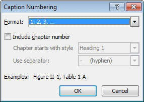 Caption Numbering in Word 2010