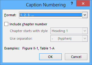 Caption Numbering in Word 2013