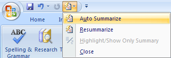 Quick Access Toolbar in Word 2007
