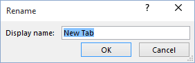 Rename the tab in Word 2016