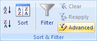 Sort and Filter Excel 2007