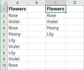 Unique items from the list in Excel for Microsoft 365 Unique items from the list in Excel 365