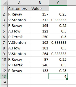 Counting the number of unique values in Excel 2016