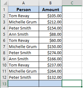 Data in Excel 365