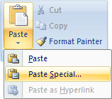Paste Special in Word 2007