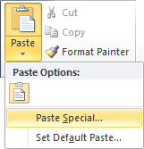 Paste Special in Word 2010