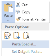 Paste Special in Word 2013