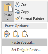 Paste Special in Word 2016