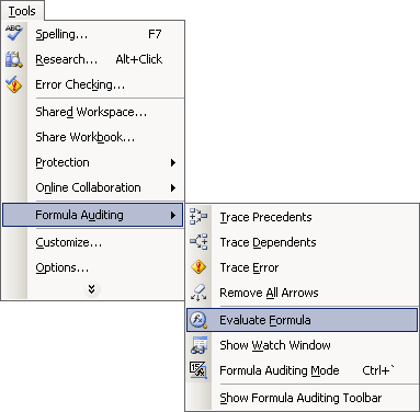 Tools in Excel 2003