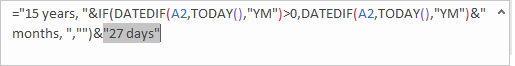 Evaluated parts of the formula in Excel 365