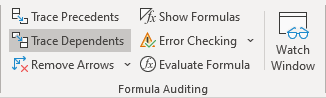 Trace Dependents button in Excel for Microsoft 365 Trace Dependents button in Excel 365