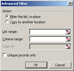 Advanced Filter in Excel 2003