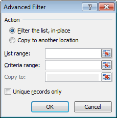 Advanced Filter in Excel 2010