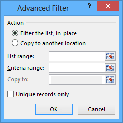 Advanced Filter in Excel 2013