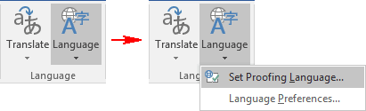 Set Proofing Language Word 2016