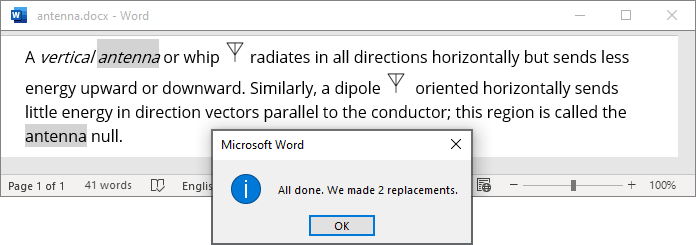 The placeholder text in Word 365