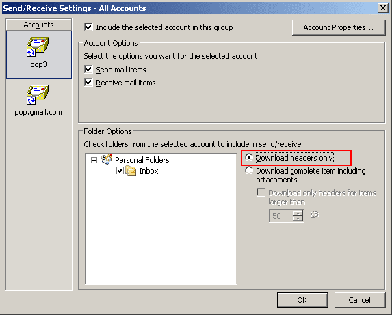 Send/Receive Settings in Outlook 2003