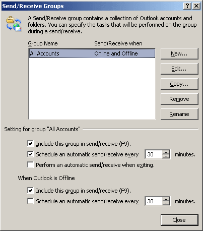 Send/Receive Group in Outlook 2007