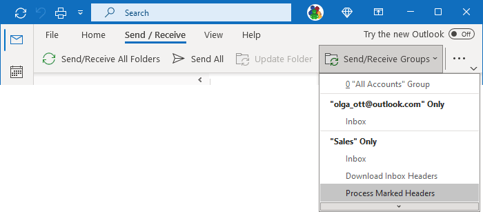 Process Marked Headers for account in Simplified ribbon Outlook 365