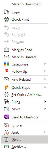 Delete in popup menu Outlook for Microsoft 365 Delete in popup menu Outlook 365