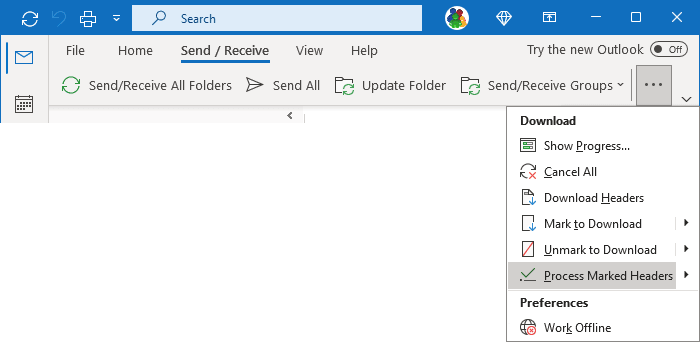 Process Marked Headers in Simplified ribbon Outlook 365