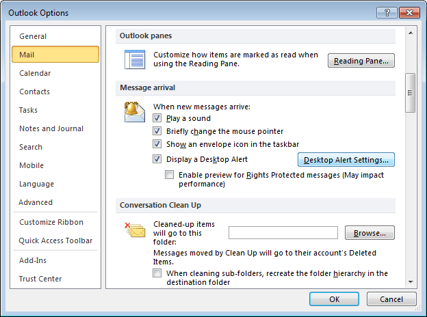 Mail Options in Outlook 2007