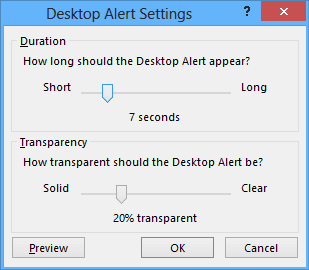 Desktop Alert Settings in Outlook 2013