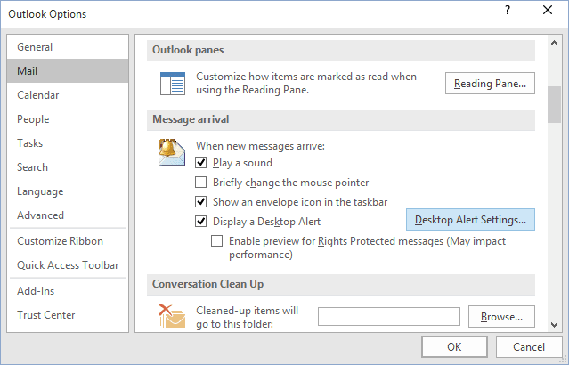 Mail Options in Outlook 2016 Mail Options in Outlook 2007